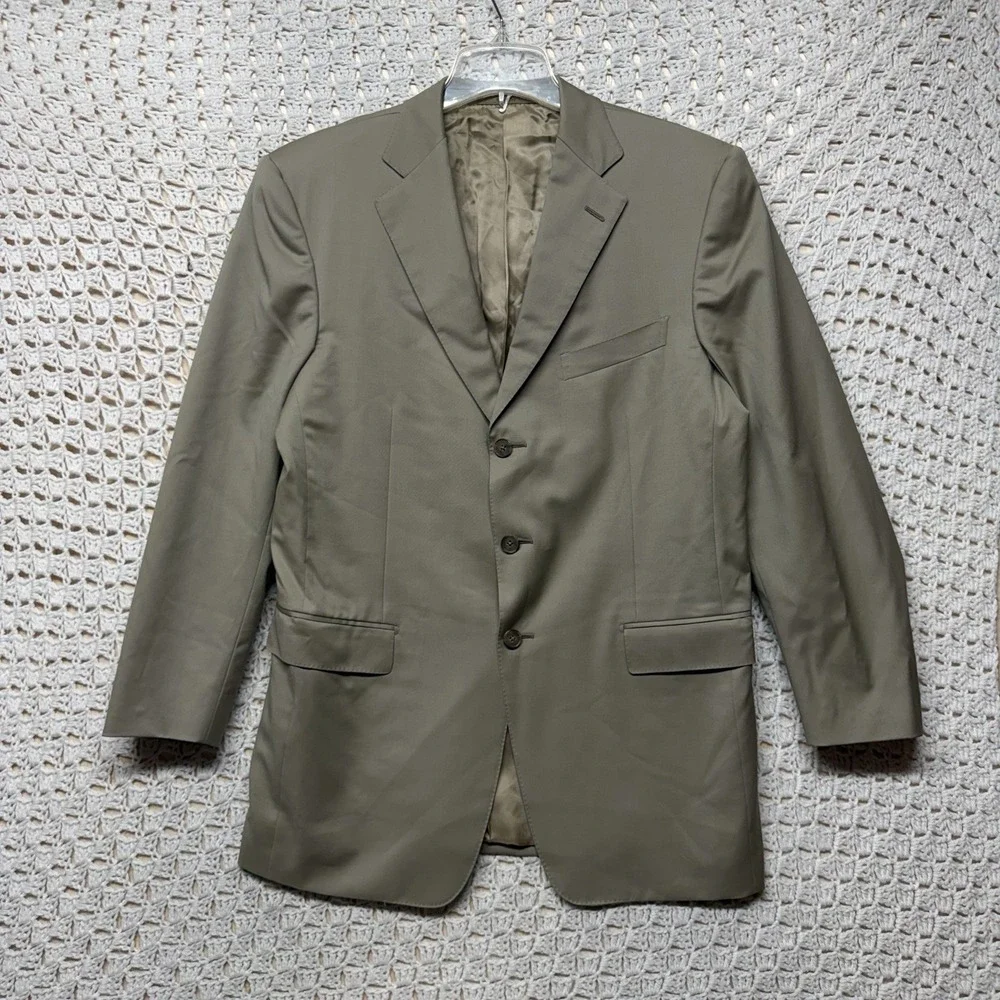 Ermenegildo Zegna Wool Blazer Jacket Men Size 50R Beige Sports Coat 3 Buttons
